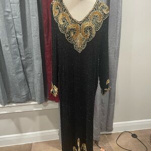 Black and Gold Long Sleeve Dress